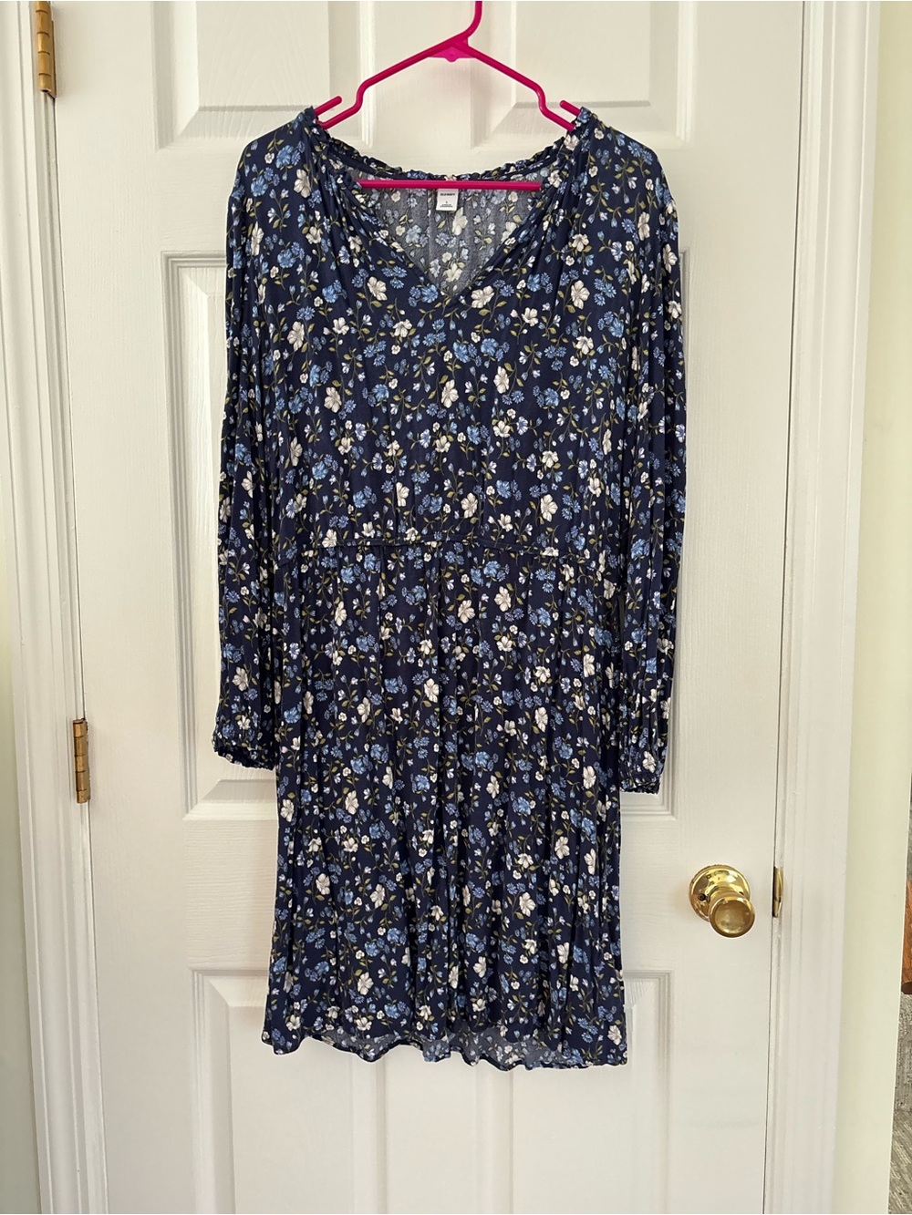 Old Navy Navy Blue Floral V-Neck Dress